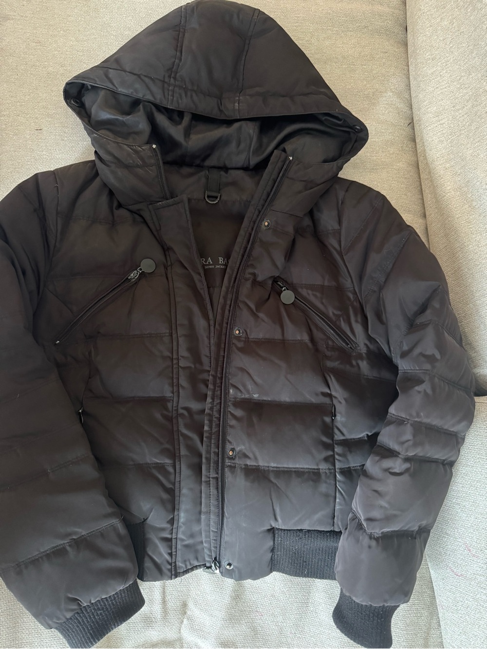 ZARA - Black Puffer Jacket with Hood